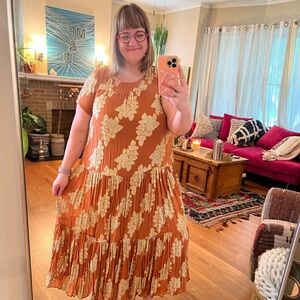 Anthropologie 2X drop waist sparkle maxi dress